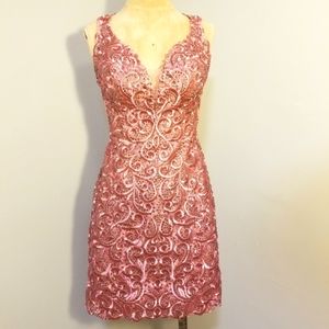 MORI LEE MADELINE GARDNER PINK PROM DRESS SEXY SEE THROUGH RHINESTONE WEDDING 4